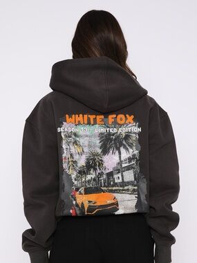 White Fox Hoodie in Charcoal